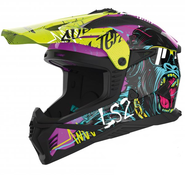 LS2 KASK CROSS MX708 FAST II GORILLA PURP H-V YEL